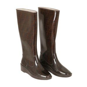 Fendi Zucca Monagram Rubber Rain Boots - Size 10 US
